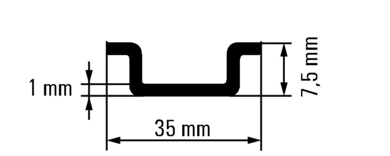 Riel DIN TS 35 mm × 7 mm × 2 m