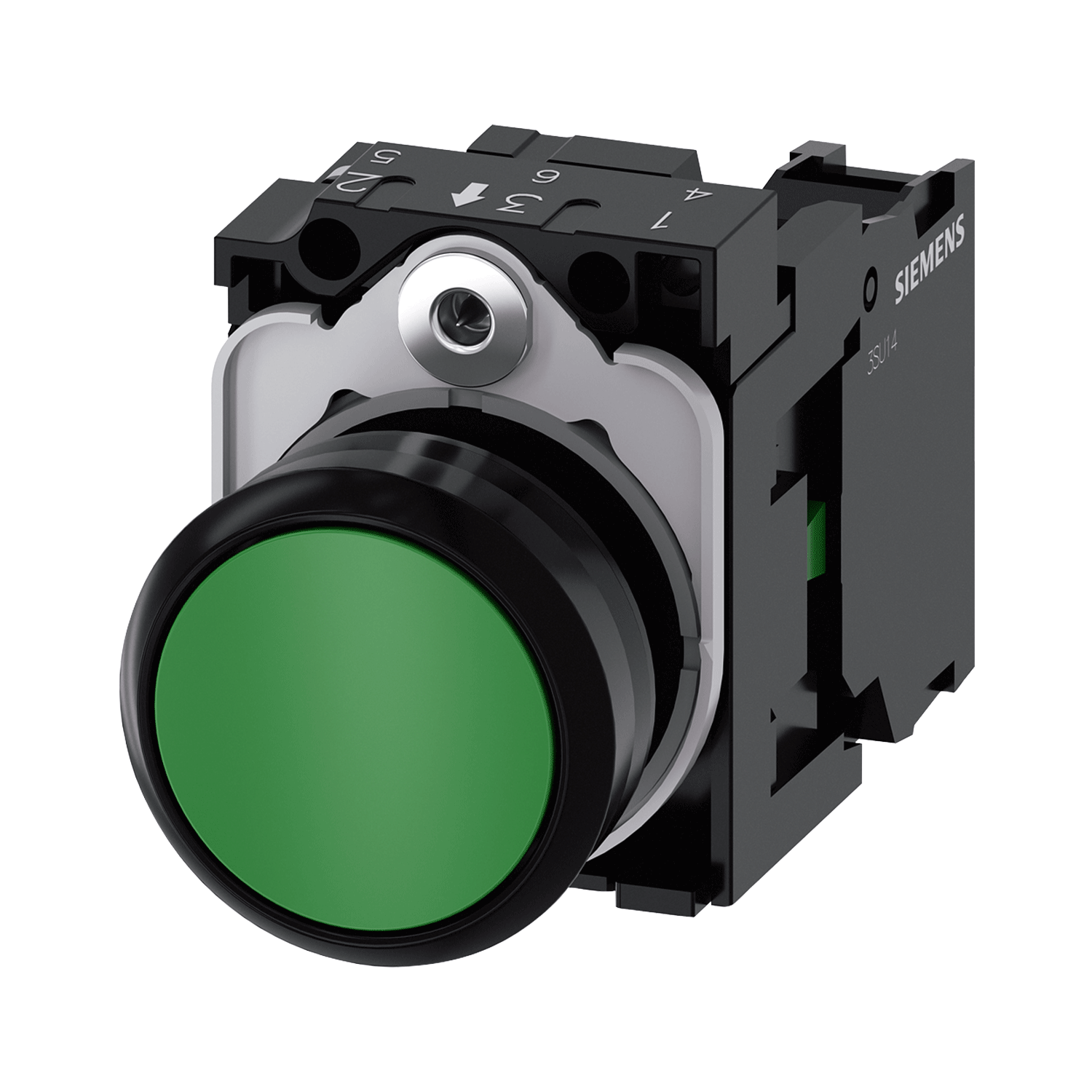 Botón para Comando 22 mm Verde con Base – 1 NO – REB2/05 + E111