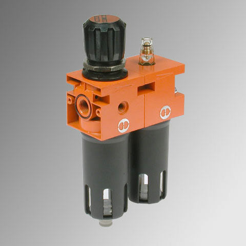 Unidad Filtro Regulador + Lubricador Conex 3/8 20 µm 0-12 Bar Purga Manual