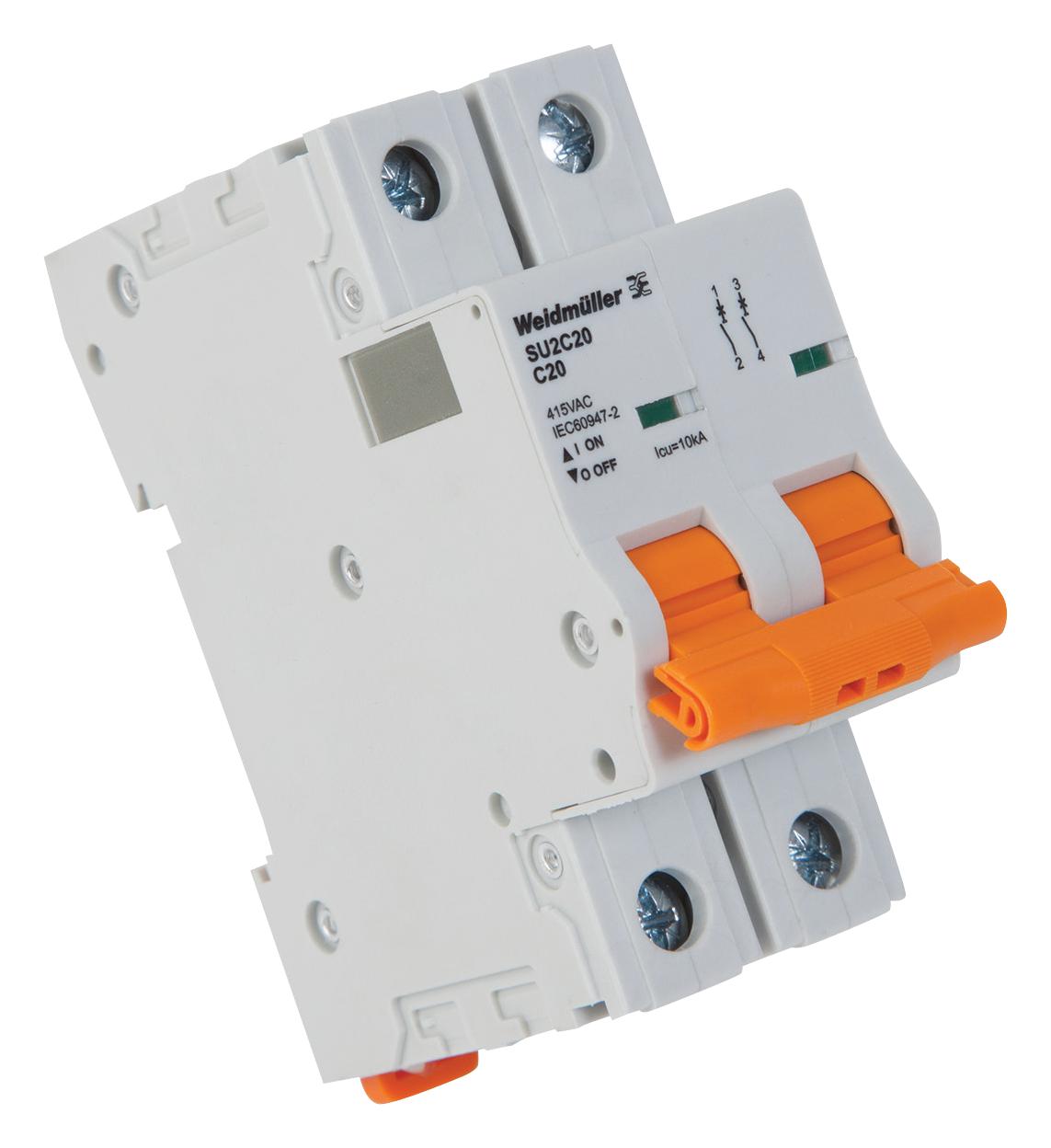 Interruptor Automático MCB 1077, 2P, Curva C, 5 A, AC/DC