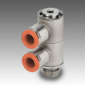 RACOR DE 2 SALIDAS Ø6MM,RL50,LATON,ROSCA DE 1/4"