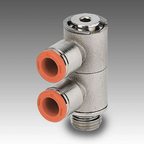 RACOR DE 2 SALIDAS Ø6MM,RL50,LATON,ROSCA DE 1/4"