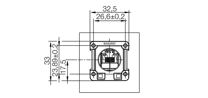 Conector de Conexión RJ45, Montaje en Pared, IP67