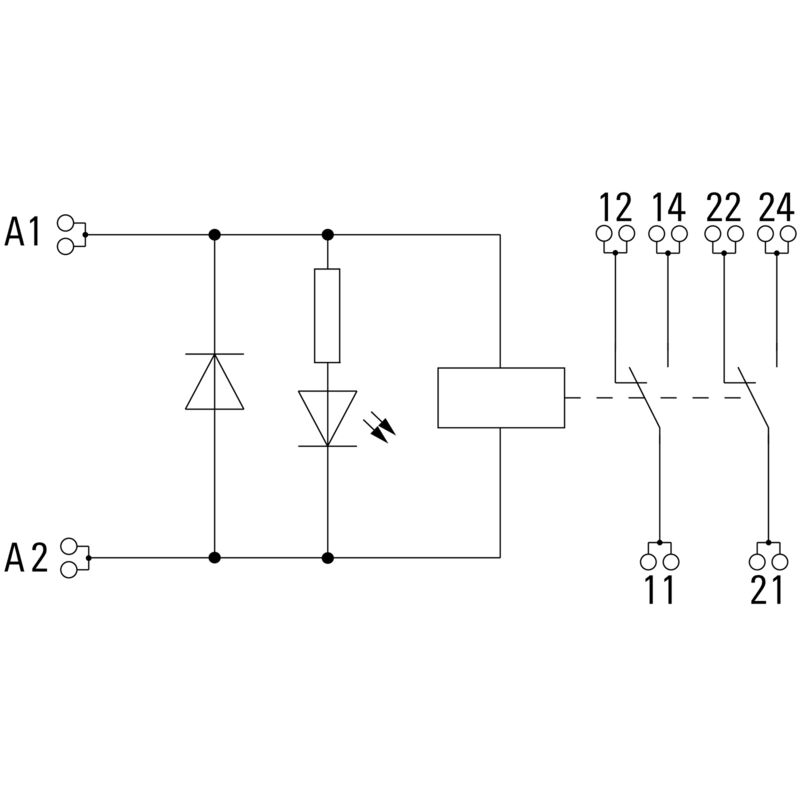 Módulo Relay DPDT, 2 Contactos, 24 VDC, 8 A, Conexión Spring Terminal