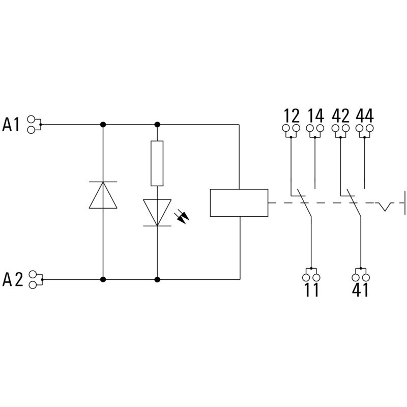 Módulo Relay DPDT, 2 Contactos, 24 VDC, 12 A, Conexión Push In