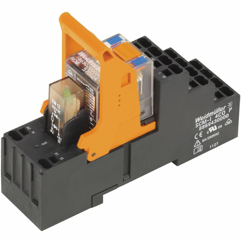 Módulo Relay DPDT, 2 Contactos, 24 VDC, 12 A, Conexión Push In