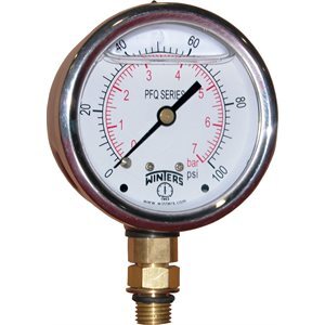 Manómetro de Presión 4", Conexión 1/4", 300 PSI