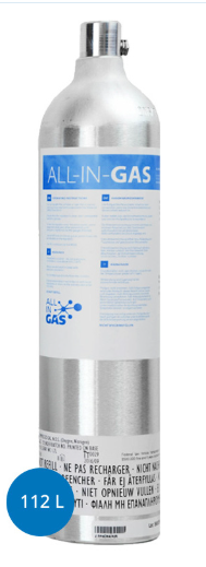Cilindro de Gas de Calibración 1000 ppm H₂S + 45% CO₂ en CH₄, 112 L