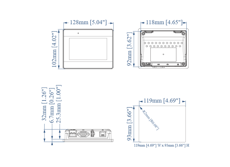 DISPLAY 4.3",COM1 AND COM3 RS-485 2W SUPPORT MPI